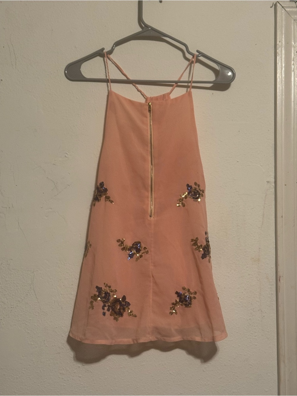 Peach joy & Co. Sequin Embellished Spaghetti Strap Top Size L